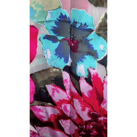 Scarf Floral Pink Blue XIIX SilkLike 72"x20" Rectangle Roses Dahlia Heads Garden - Picture 10 of 10